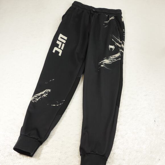 UFC Venum Pants Mens Medium Black Jogger Workout Tapered Fight - Picture 1 of 13